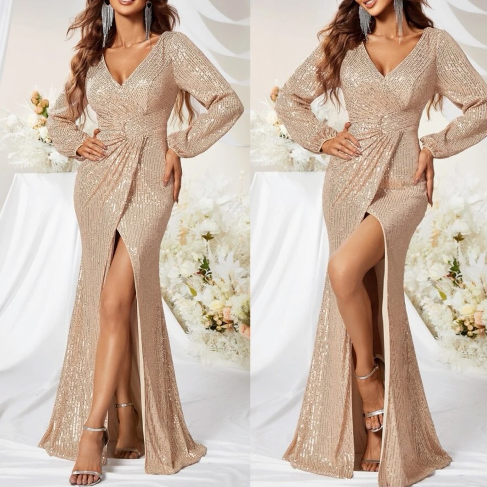 Luxe party wrap sequins dress